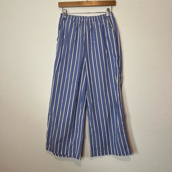 Lunya Blue Striped Wide Leg Airy Sleepwear Pajama Pants Women's Size Small - Picture 2 of 7
